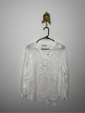 Tempo Paris Linen Blend Henley Top M